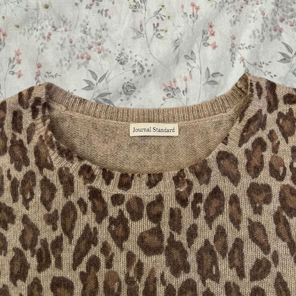 Journal Standard Japanese Wool Angora Leopard Print Crewneck Knit Sweater Fuzzy - Picture 2 of 8